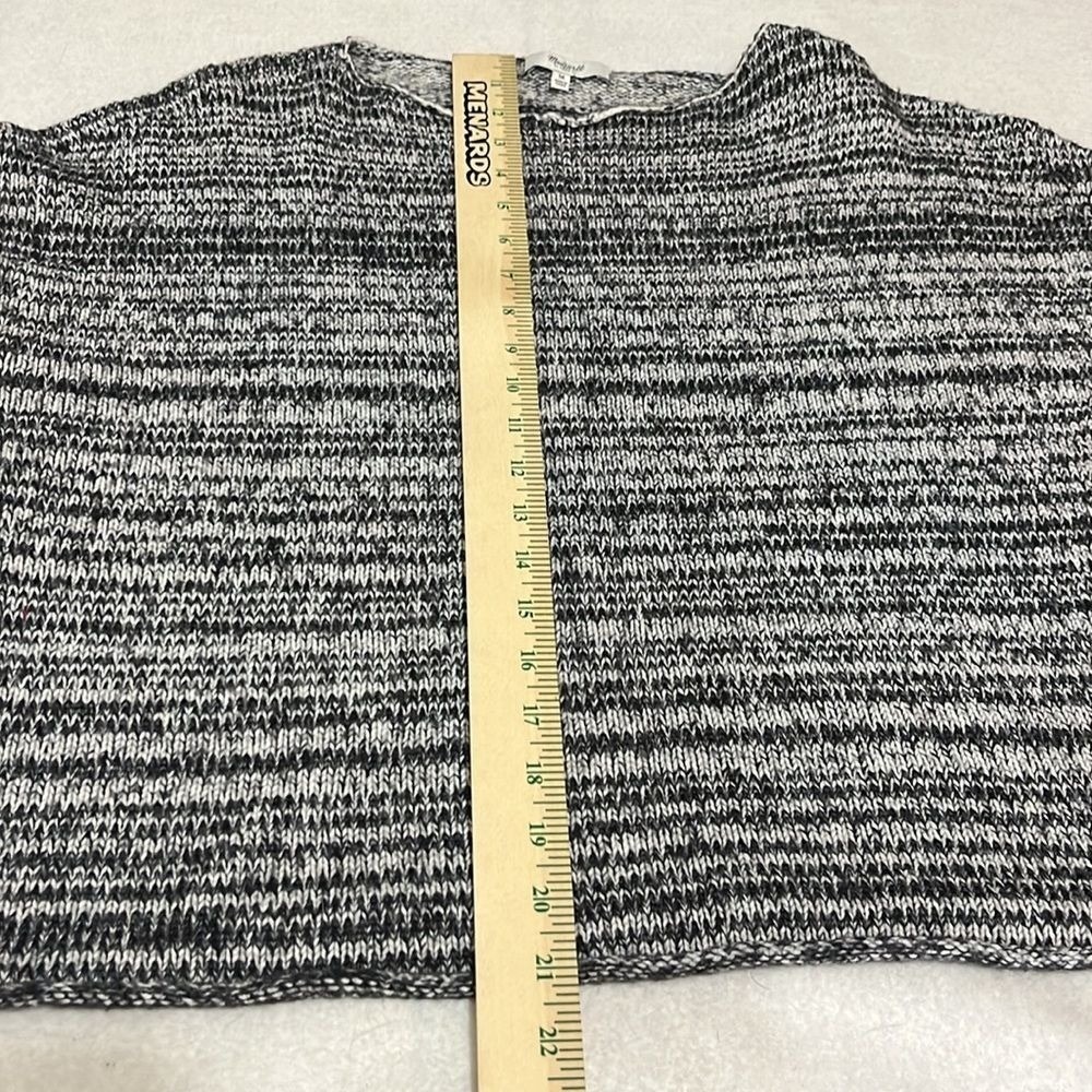 Madewell Cropped Boatneck Sweater Womens Size Medium Black White Threadmix - Picture 6 of 9